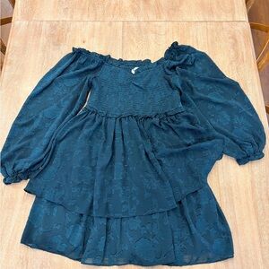 ARULA Teal Floral Off-Shoulder Blouse